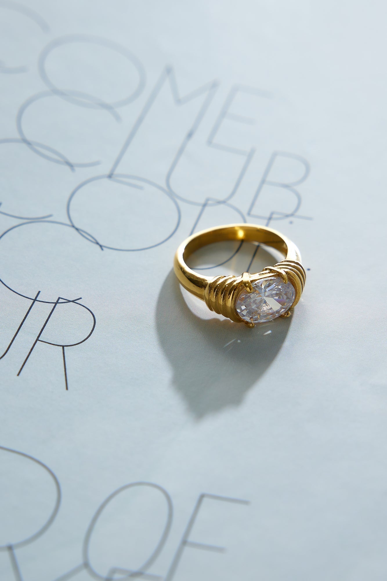 Gold-Plated Cubic Zirconia Center-Stone Ring for Women | Becca