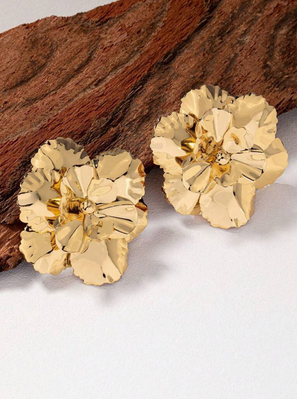 Gold Floral Statement Earrings for Women | Jillian