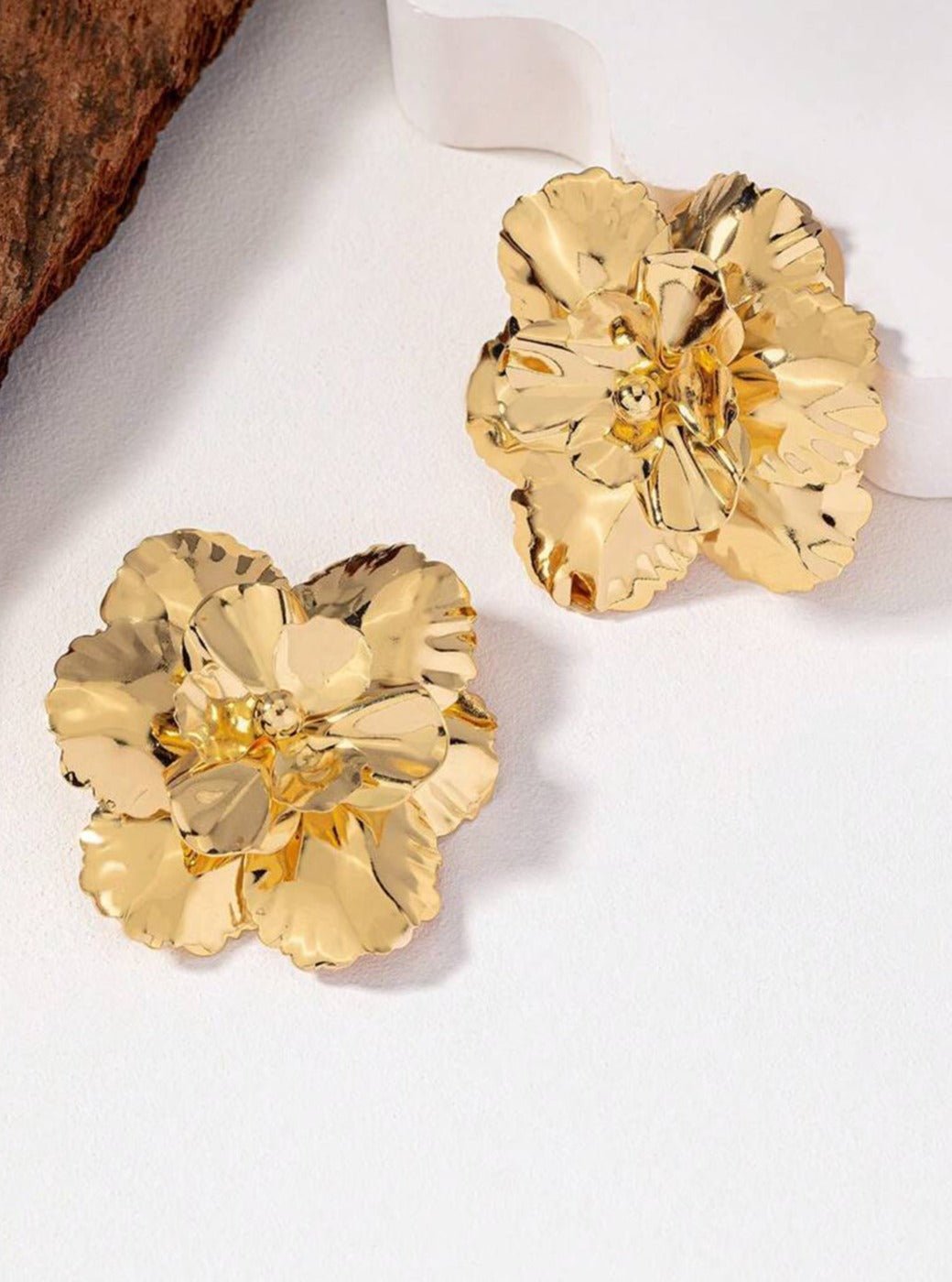 Gold Floral Statement Earrings for Women | Jillian