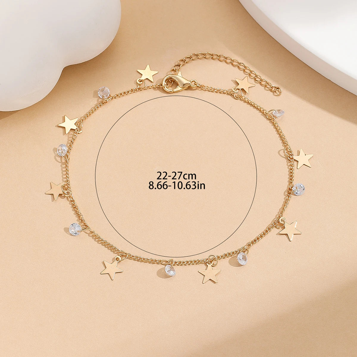 Gold Star & Crystal Anklet for Women | Sylvia