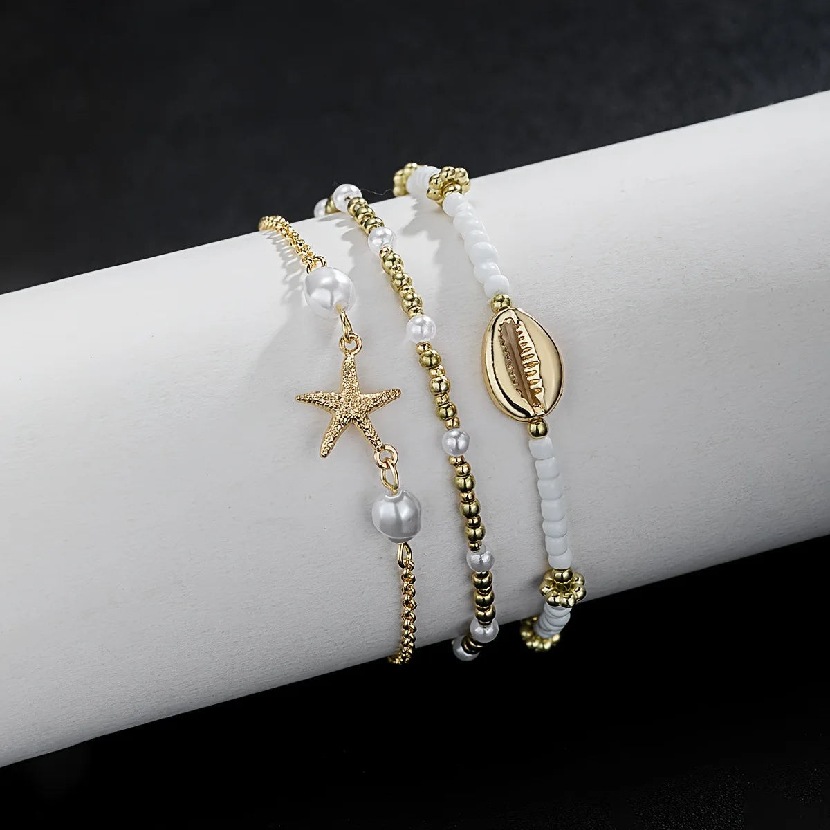 Gold Starfish & Shell Anklet Set for Women | Ella