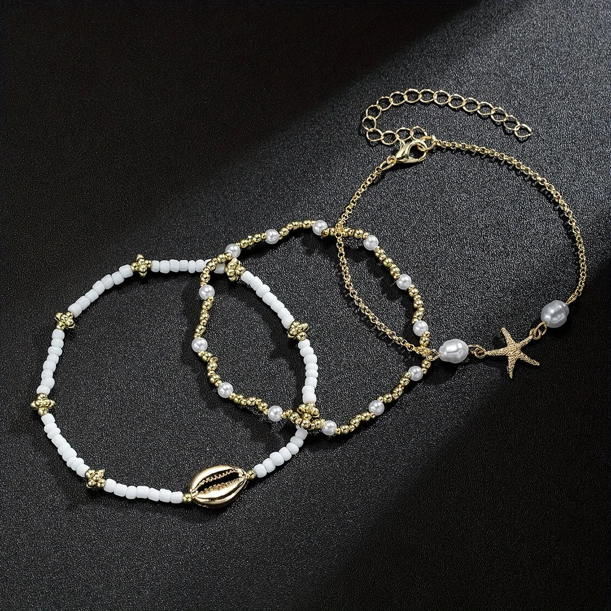 Gold Starfish & Shell Anklet Set for Women | Ella