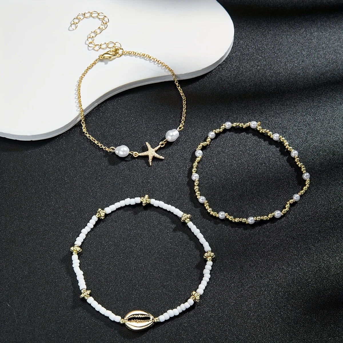 Gold Starfish & Shell Anklet Set for Women | Ella