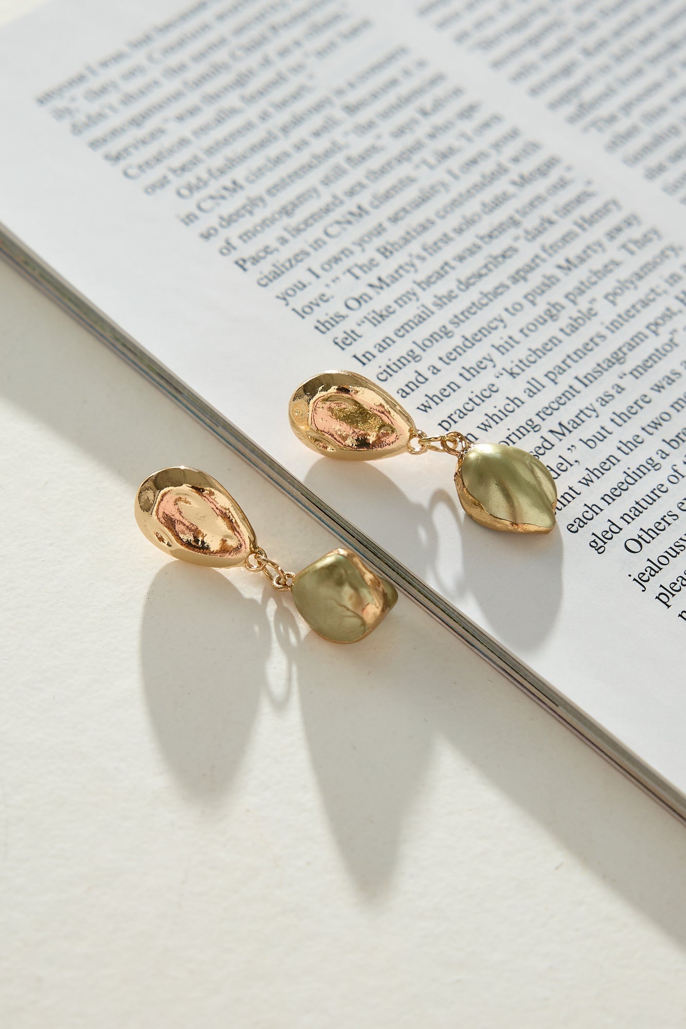 Gold Textured Drop Earrings for Women | Lunea Gold