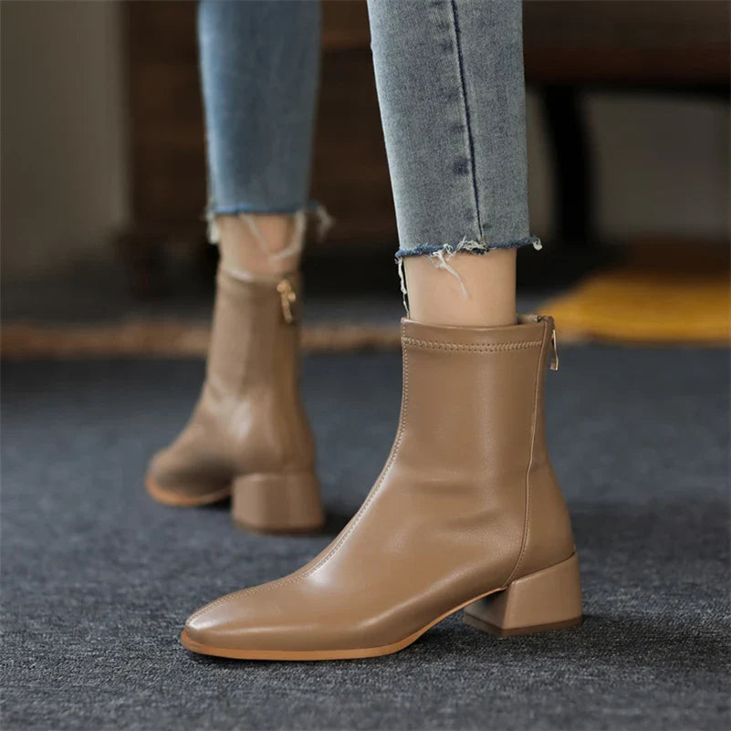 Selene - Leather Boots Nude