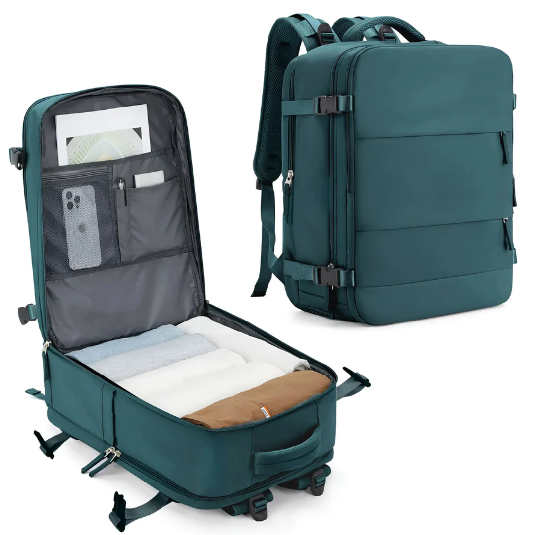 Travel Backpack with Large Capacity for Women | Carlinda Peacock Blue