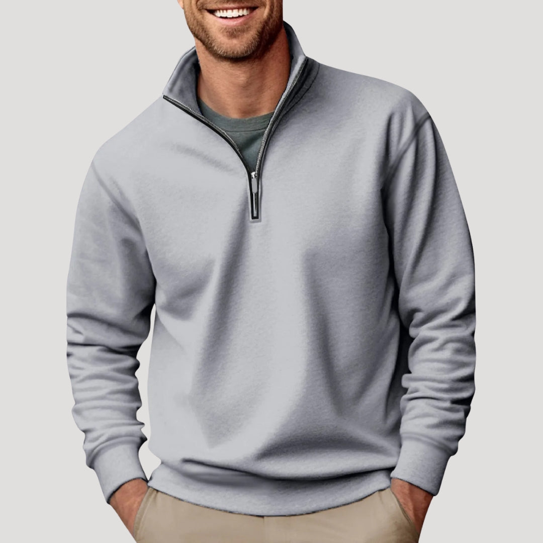 Haveno | Casual Quarter Zip Collar Jumper Grey