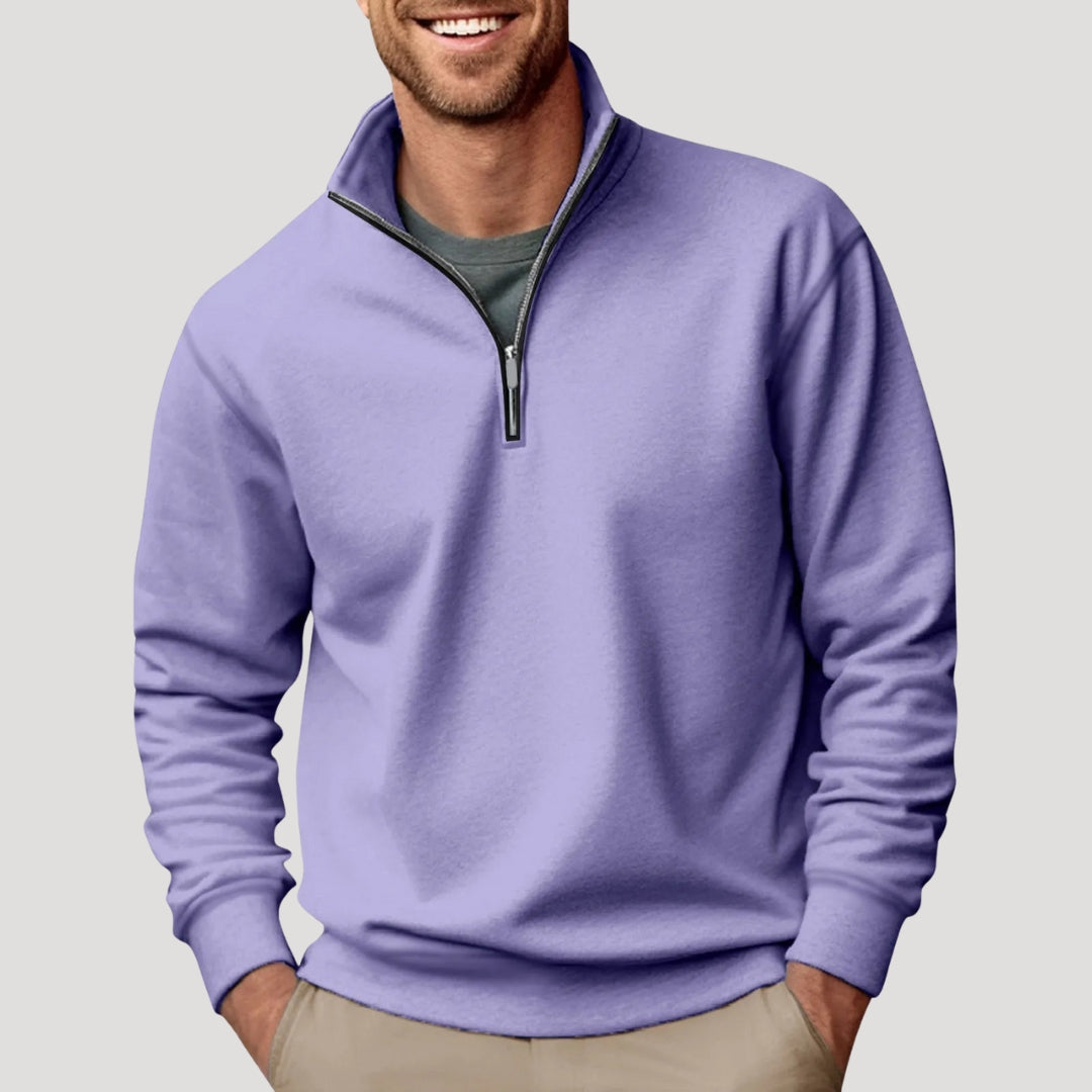 Haveno | Casual Quarter Zip Collar Jumper Purple