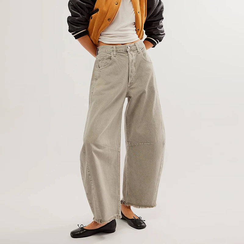 High Rise Wide Leg Jeans for Women | Oliva Khaki