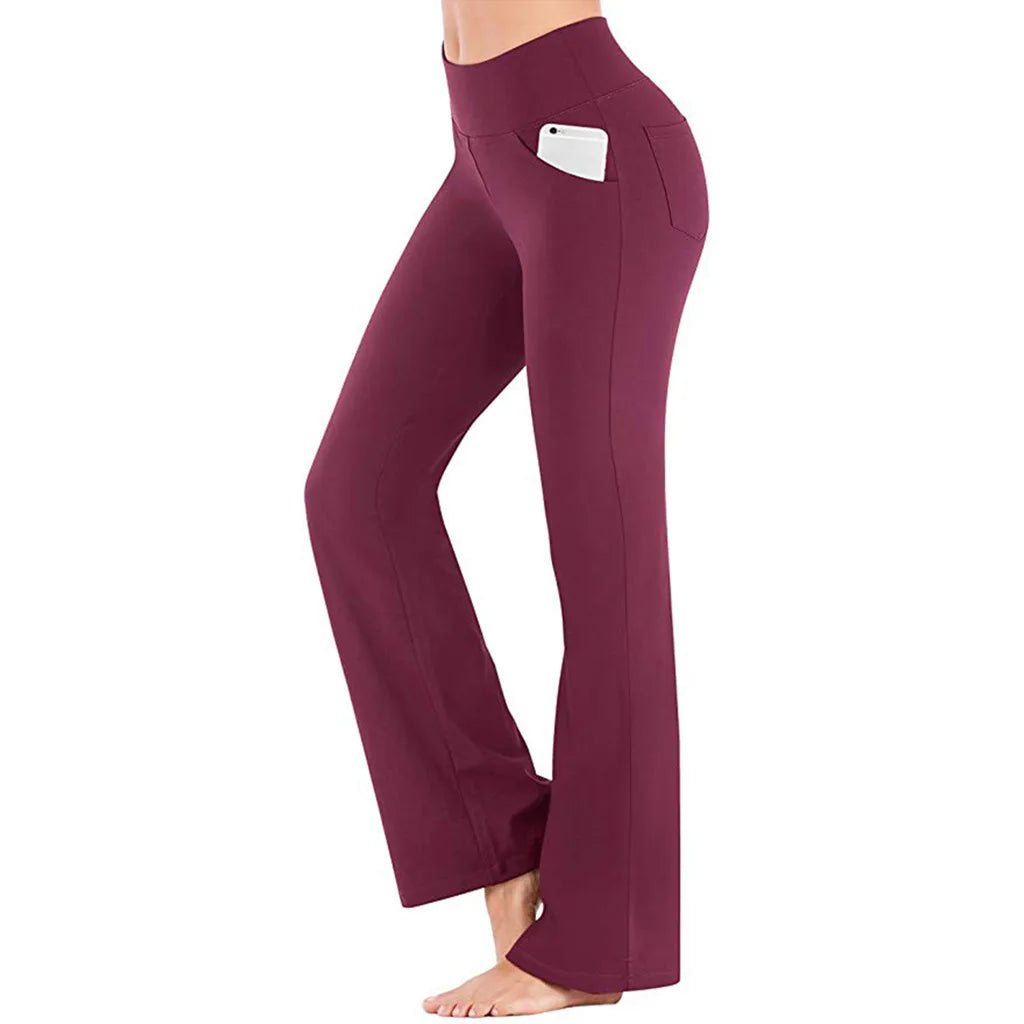 High Waist Palazzo Flared Pants for Women | Samara Claret