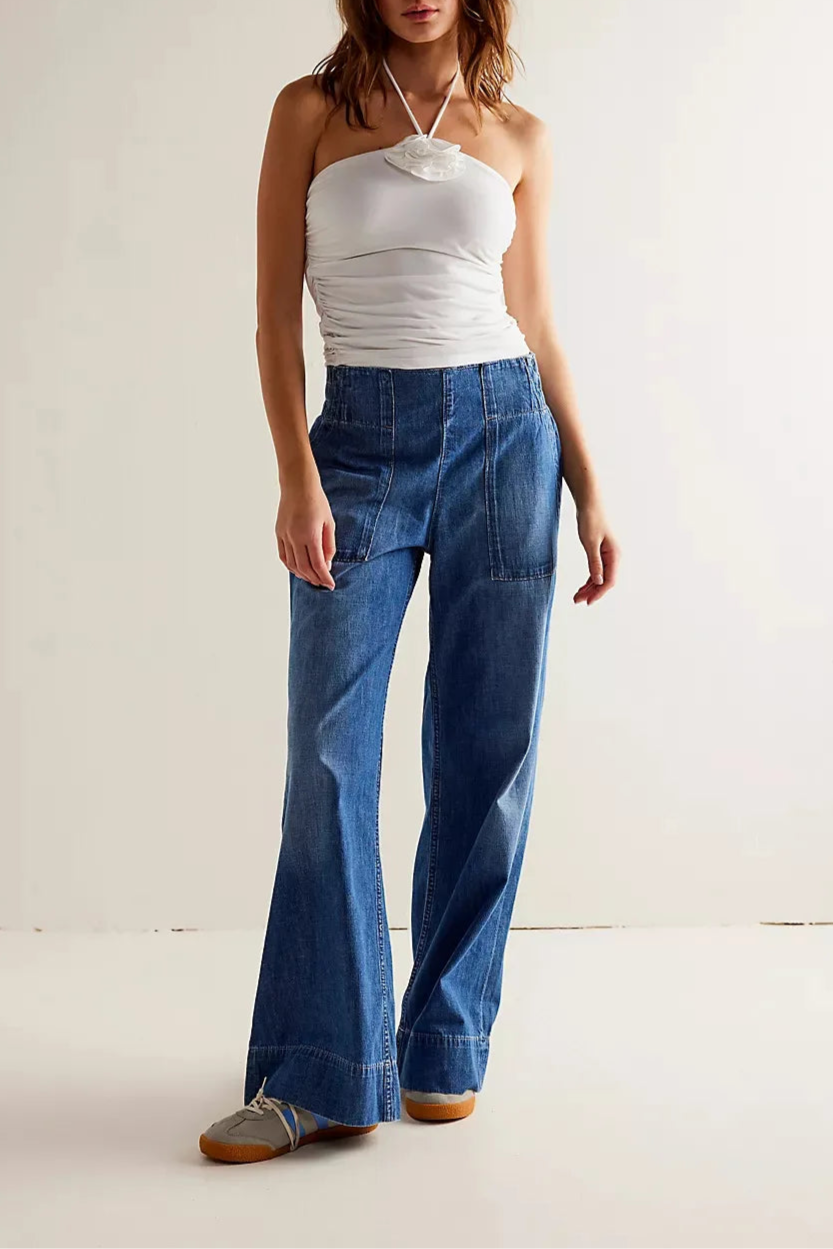 High Waist Wide Leg Denim Jeans for Women | Amelia