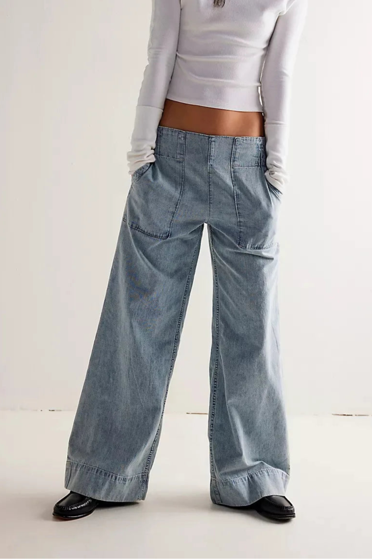 High Waist Wide Leg Denim Jeans for Women | Amelia Light Blue