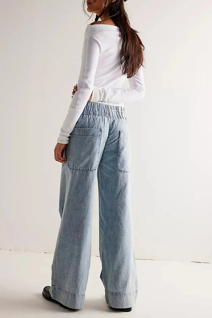 High Waist Wide Leg Denim Jeans for Women | Amelia