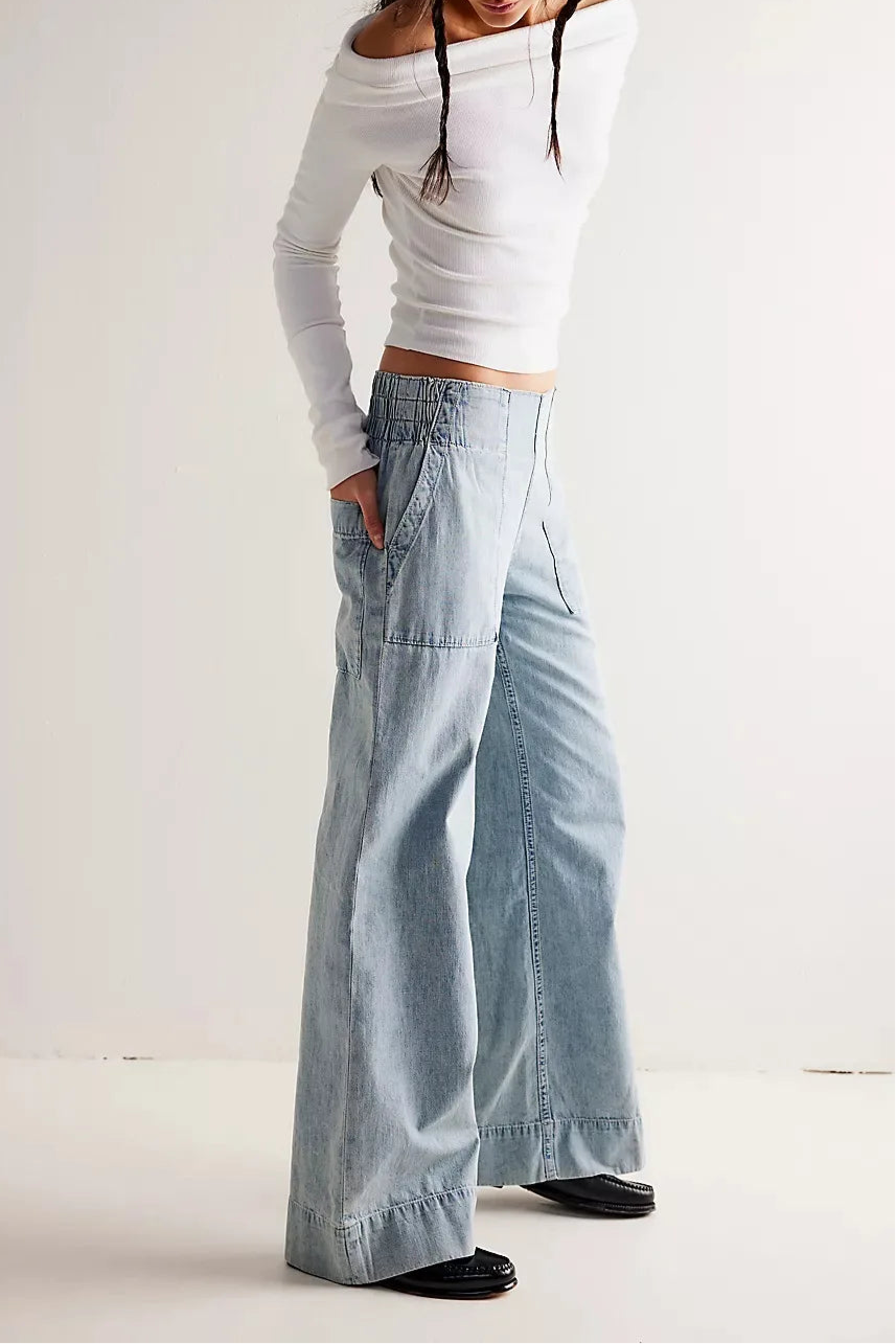 High Waist Wide Leg Denim Jeans for Women | Amelia