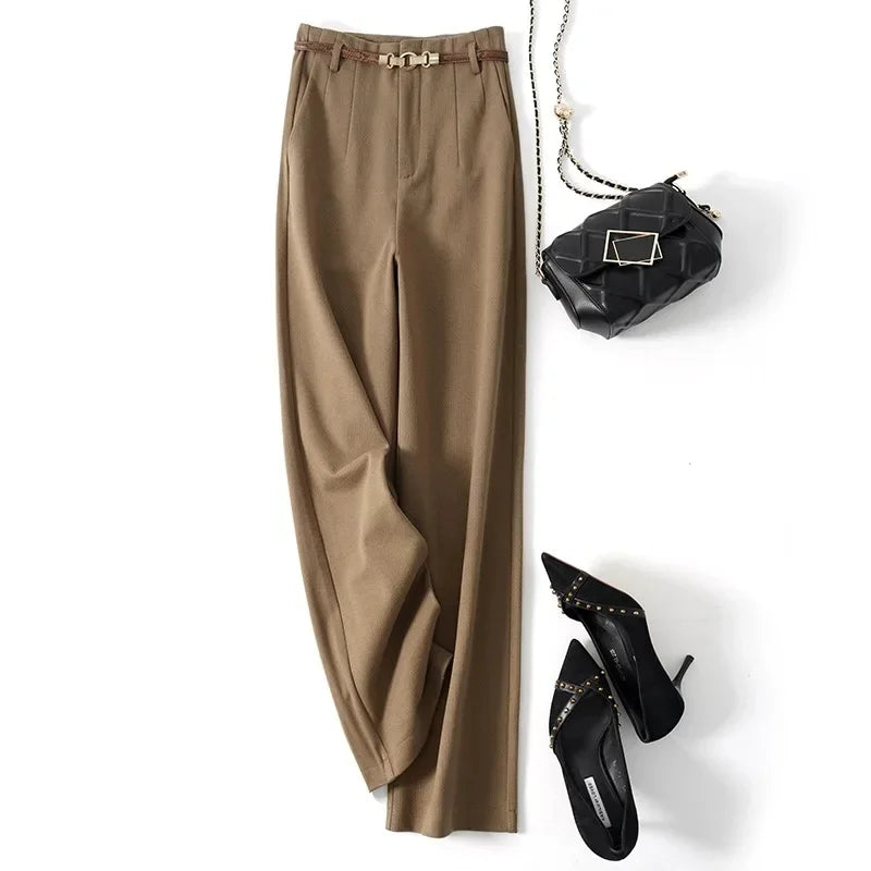 High Waist Wide Leg Wool Trousers for Women | Valerie