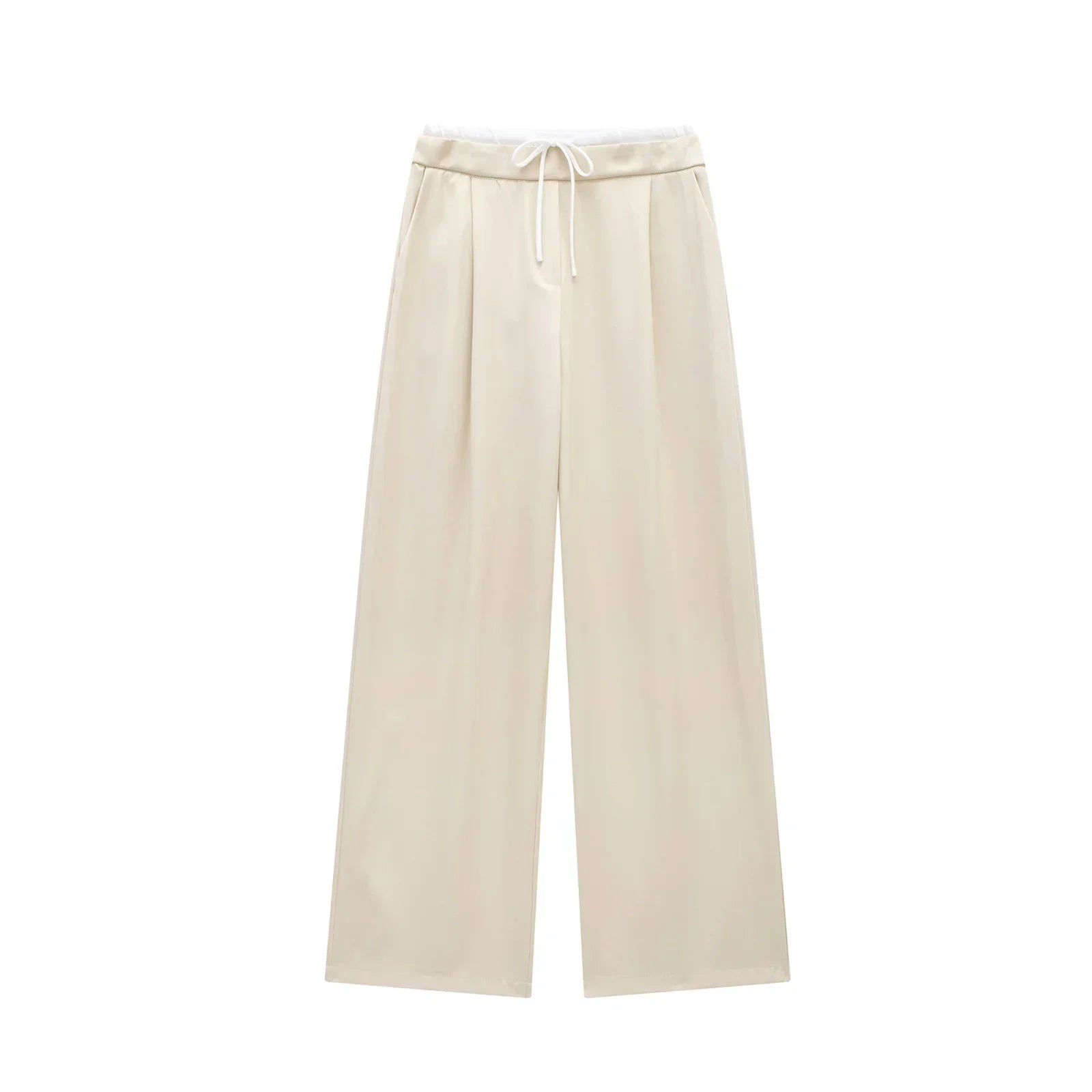 High Waisted Baggy Wide Pants | Bluey Beige