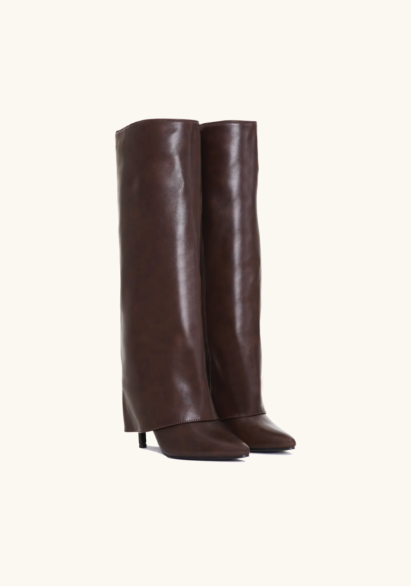 High Knee Leather Boots for Women | Adah Brown (only 5 left in stock)