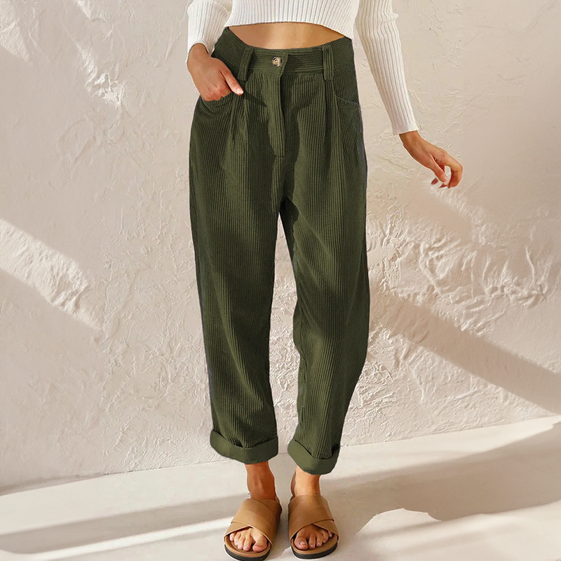 High Waist Corduroy Pants For Women | Selina Green