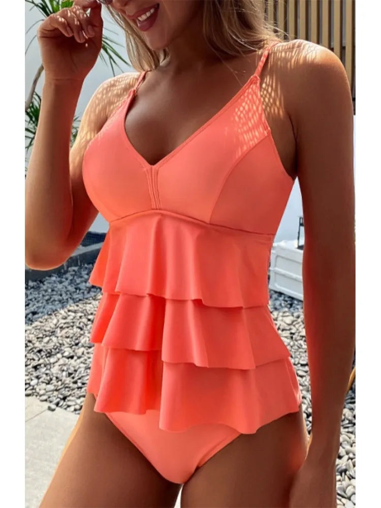 High Waisted Bikini Set For Women | Zorina Peach