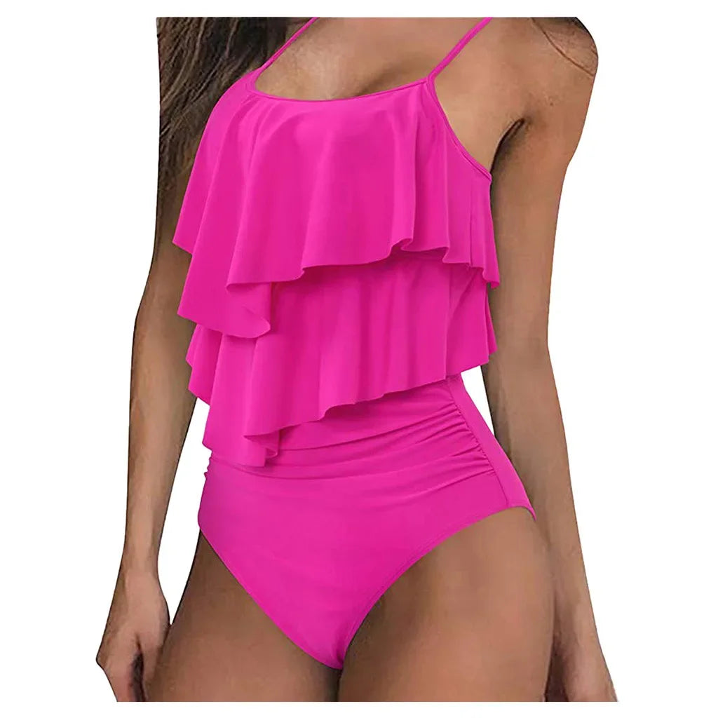 High Waisted Tankini Set For Women | Zorina Hot Pink