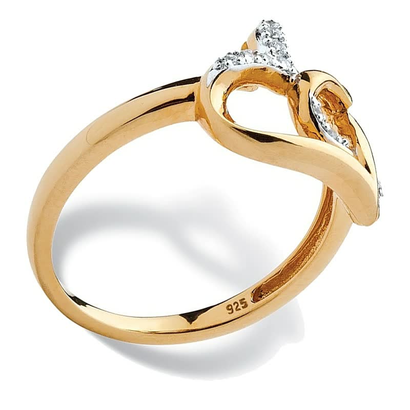 Interlocking Double Heart Ring with Crystals for Women | Amore