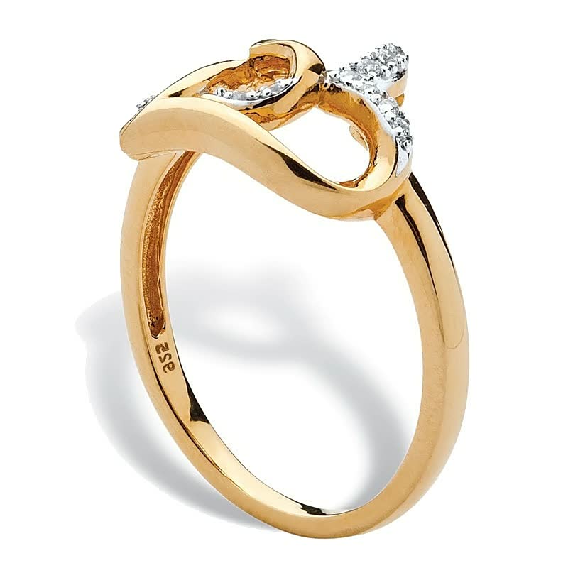 Interlocking Double Heart Ring with Crystals for Women | Amore