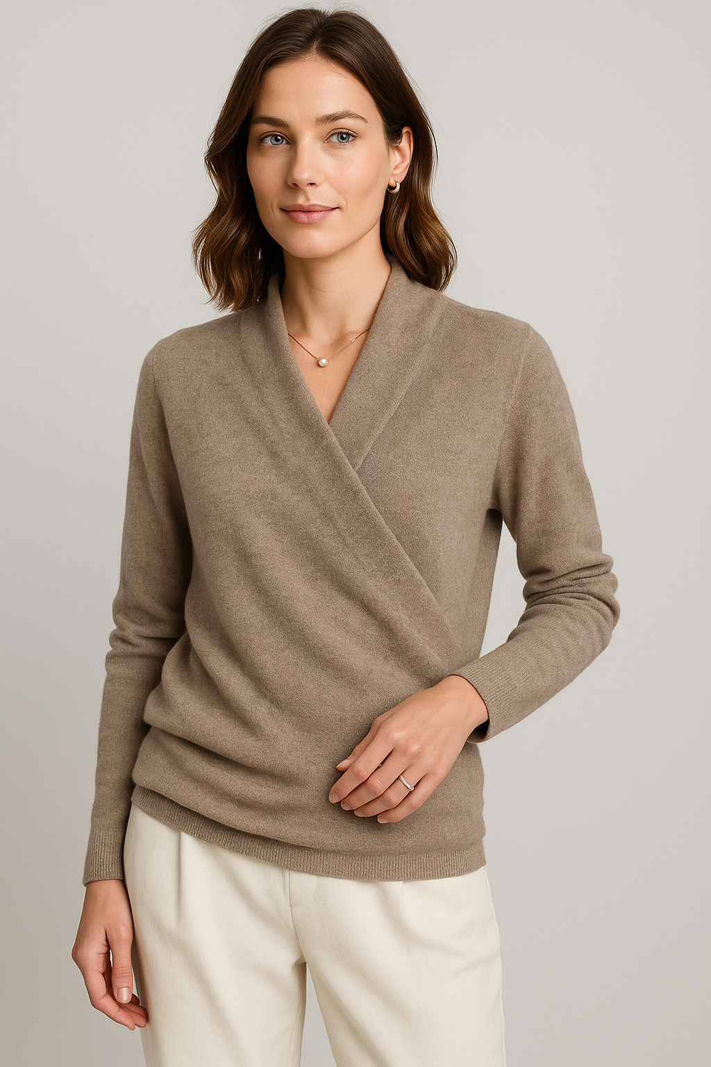Wrap Sweater Elegant Fit for Women | Isadora Camel