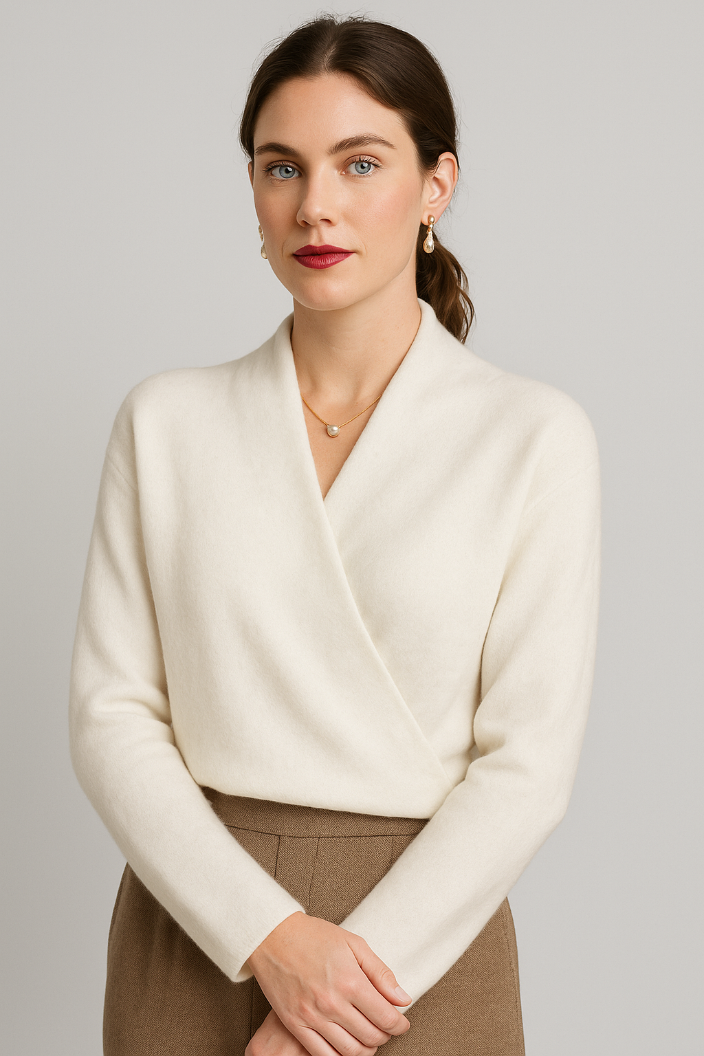 Wrap Sweater Elegant Fit for Women | Isadora White