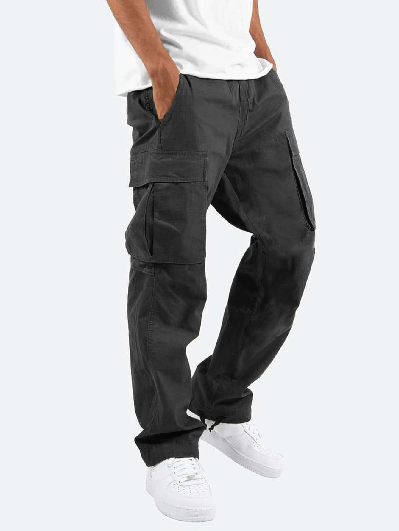 Jadea | Relaxed Fit Cargo Pants Black