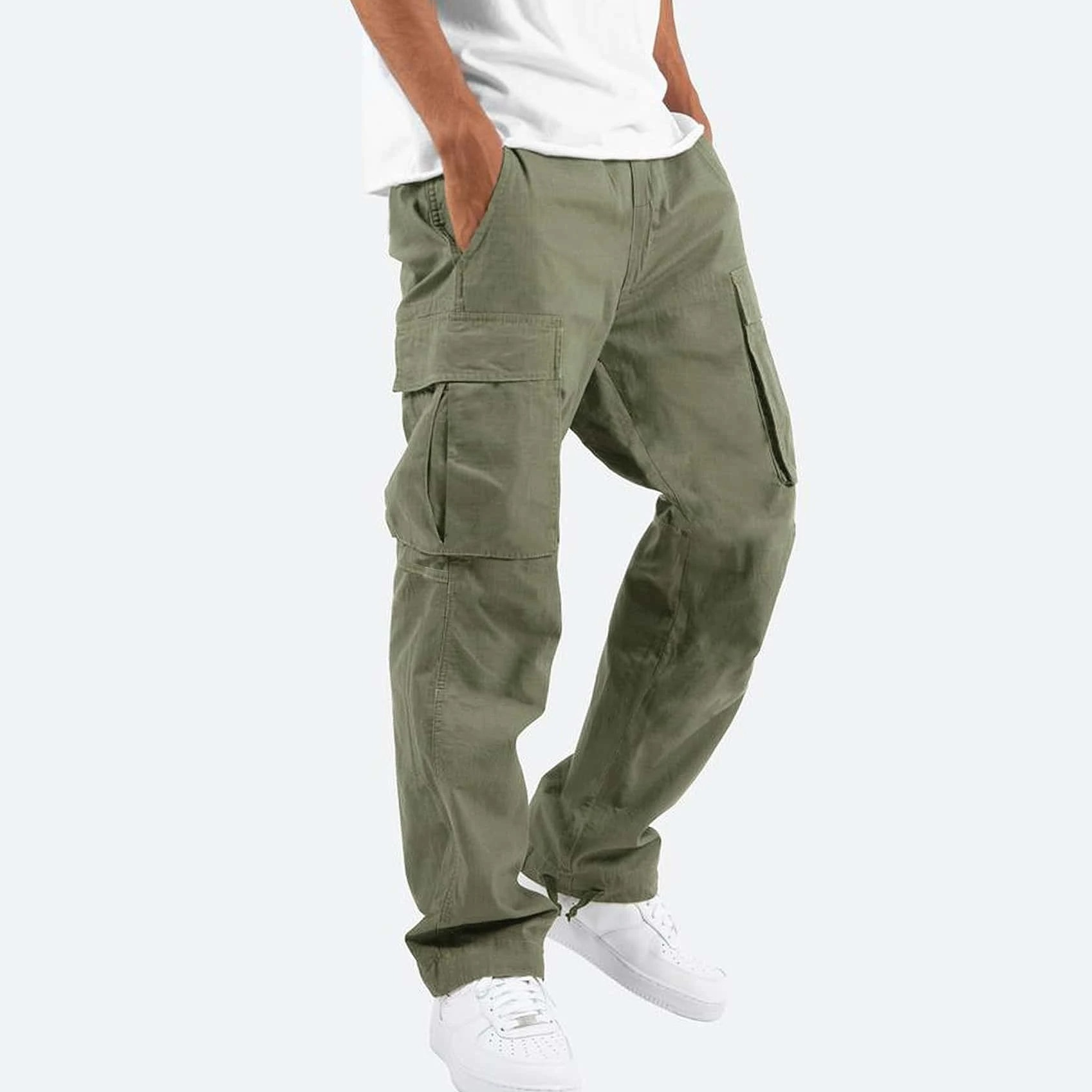 Jadea | Relaxed Fit Cargo Pants Dark Green