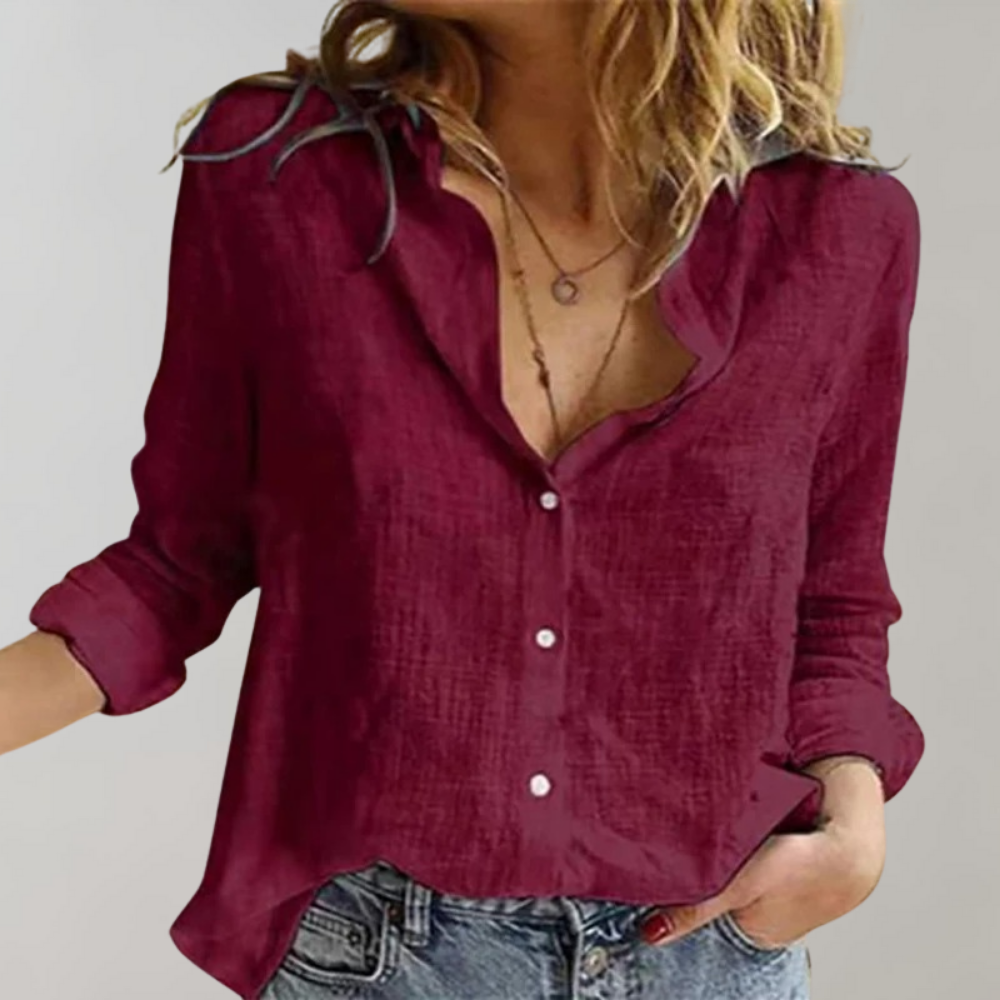 Button-Down Shirt Casual Style for Women | July Bordeaux