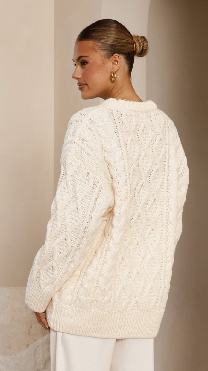Cable Knit Sweater Classic Style for Women | Kestel