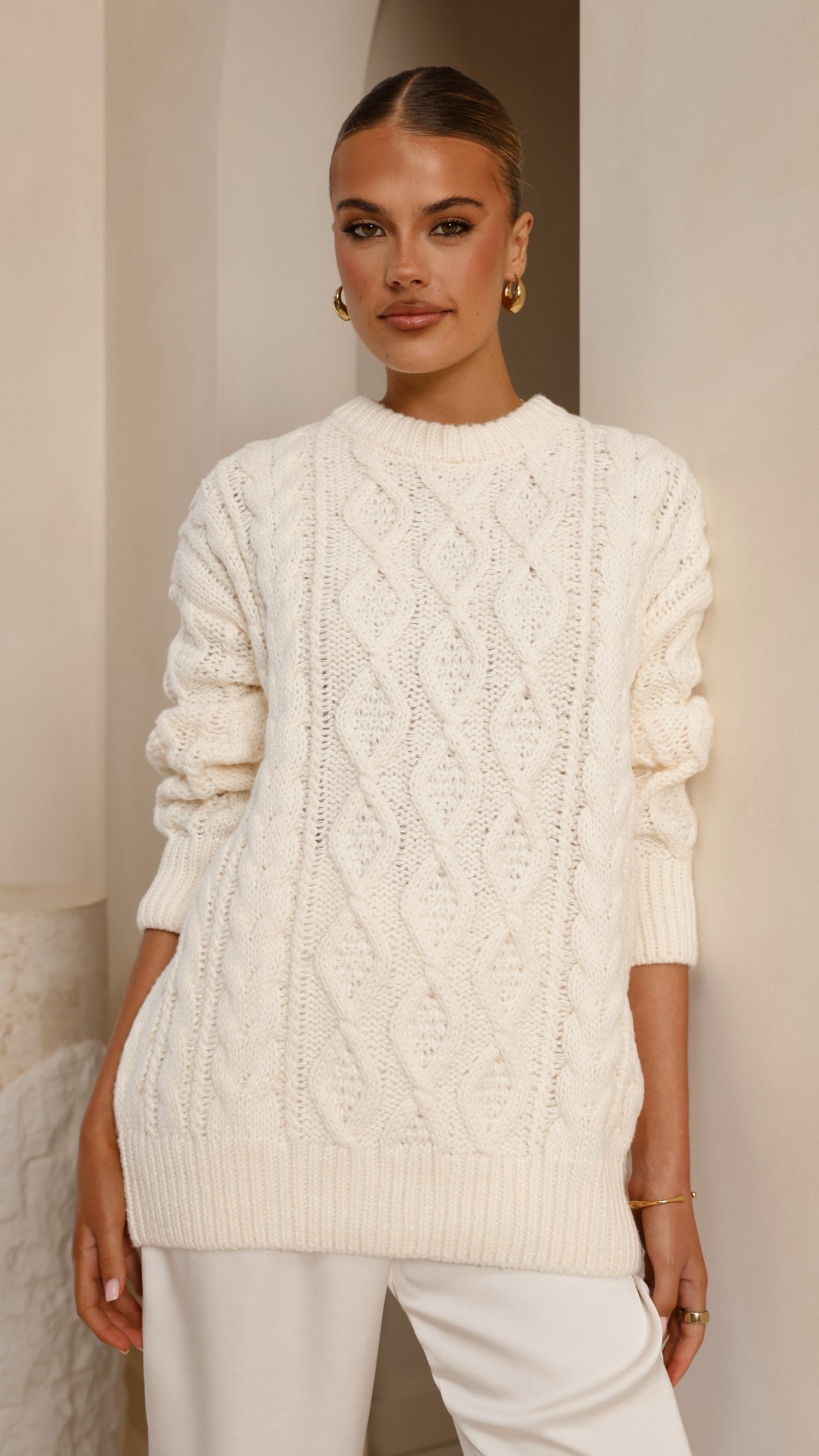 Cable Knit Sweater Classic Style for Women | Kestel
