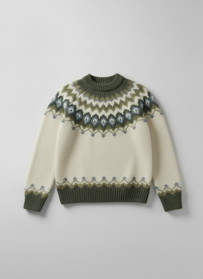 Knit Wool Jumper Relaxed Fit for Women | Elvara Green