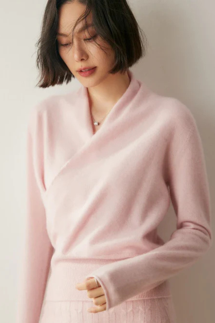 Cashmere Sweater Crossover Collar for Women | Kylor
