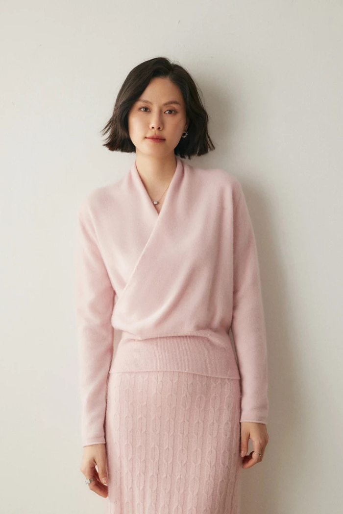 Cashmere Sweater Crossover Collar for Women | Kylor