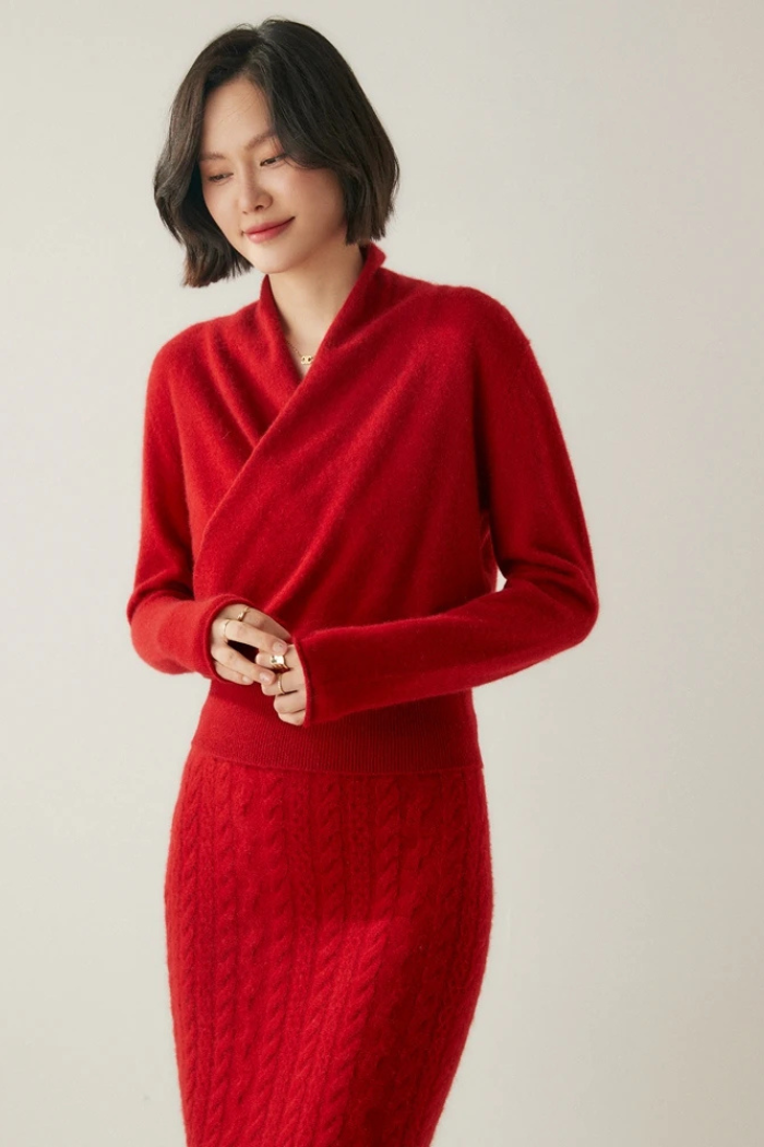 Cashmere Sweater Crossover Collar for Women | Kylor
