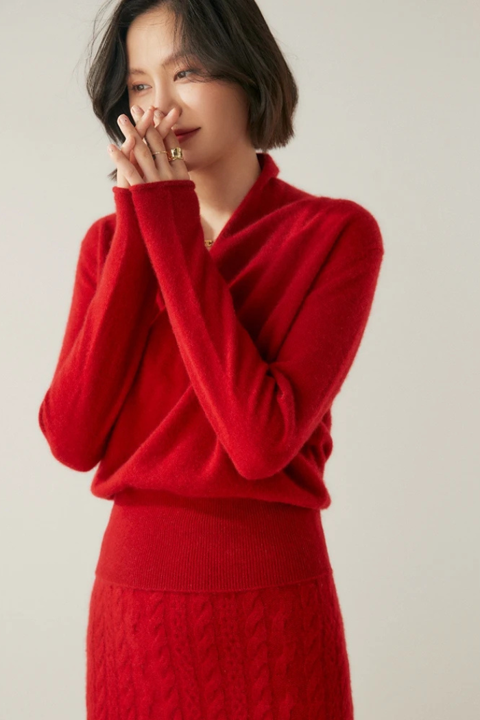 Cashmere Sweater Crossover Collar for Women | Kylor
