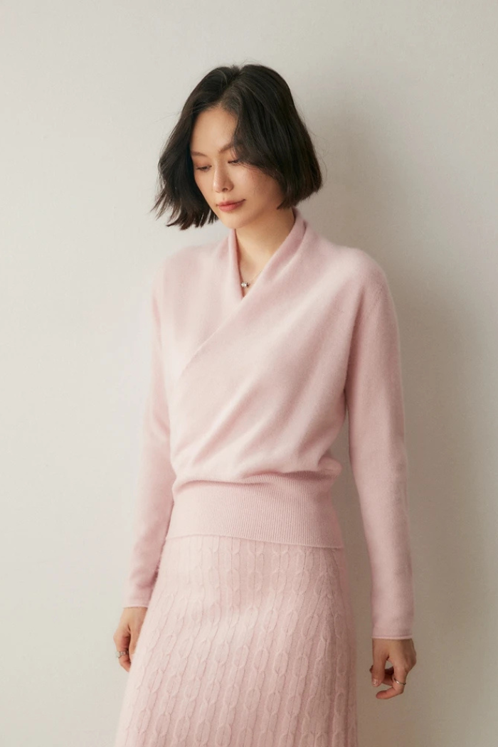 Cashmere Sweater Crossover Collar for Women | Kylor