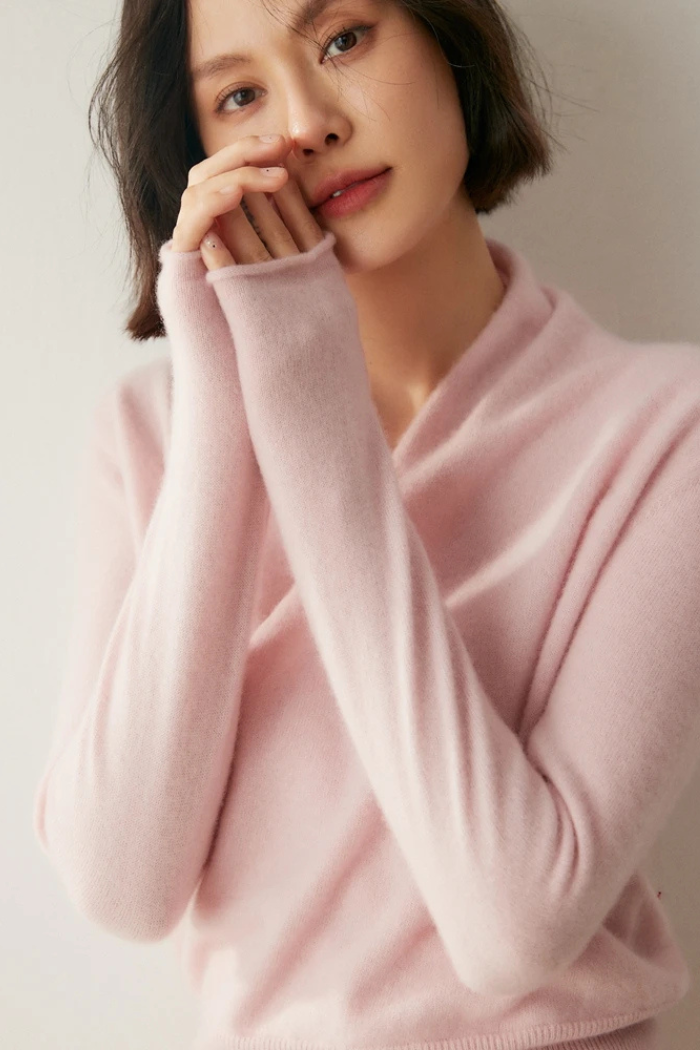 Cashmere Sweater Crossover Collar for Women | Kylor
