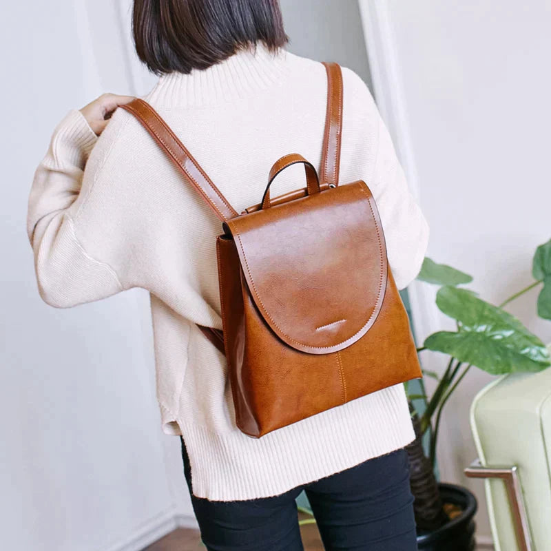 Leather Laptop Backpack For Women | Zandria Brown One Size