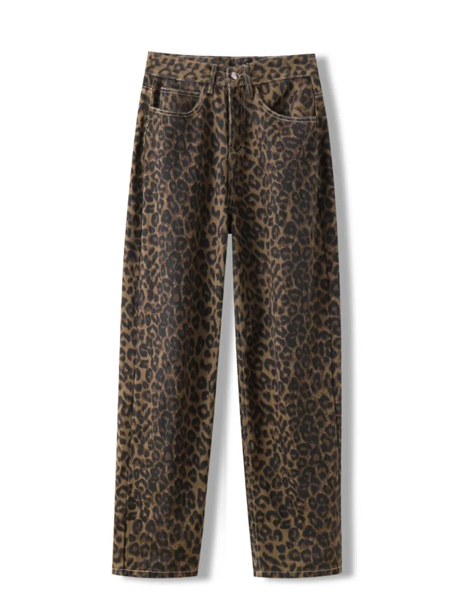 Leopard Print High Waisted Wide Leg Jeans for Women | Brooke Leopard