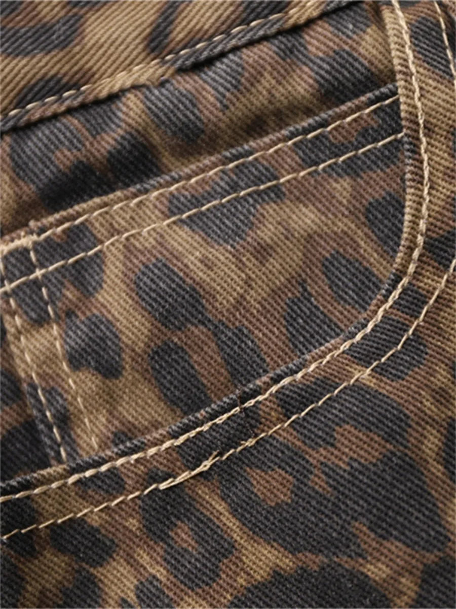 Leopard Print High Waisted Wide Leg Jeans for Women | Brooke