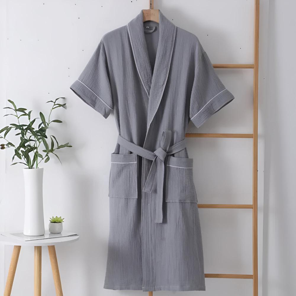 Lightweight Cotton Bathrobe For Women | Maralyn Grey