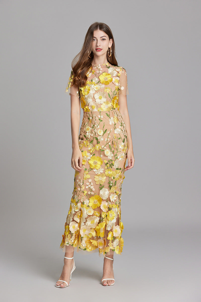 Lina | Wedding Guest Embroidered Maxi Dress