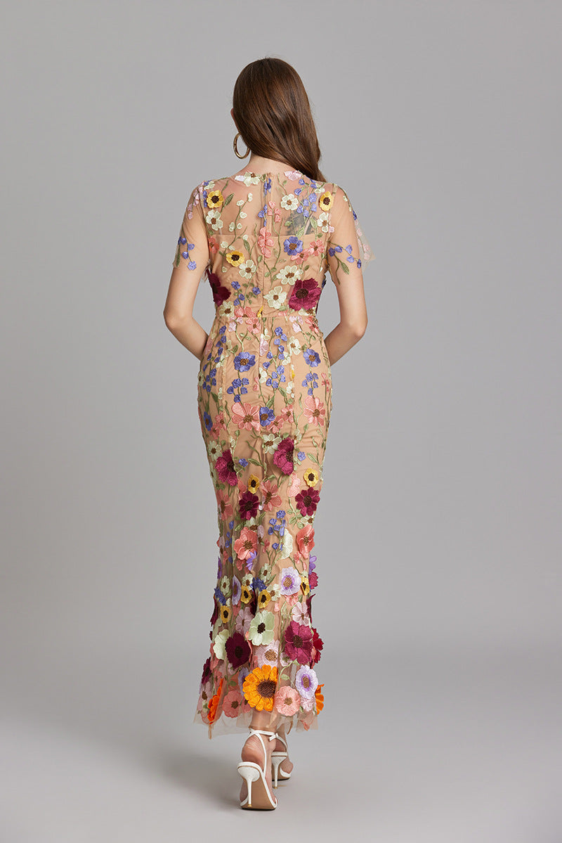 Lina | Wedding Guest Embroidered Maxi Dress
