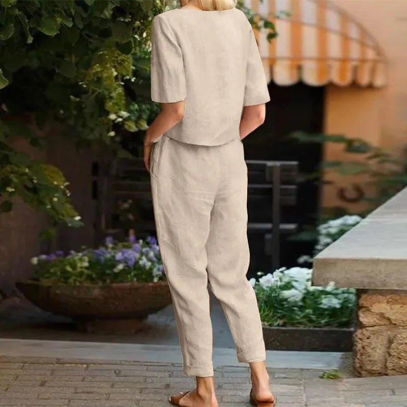 Linen Blouse and Pants Set for Women | Beatriz