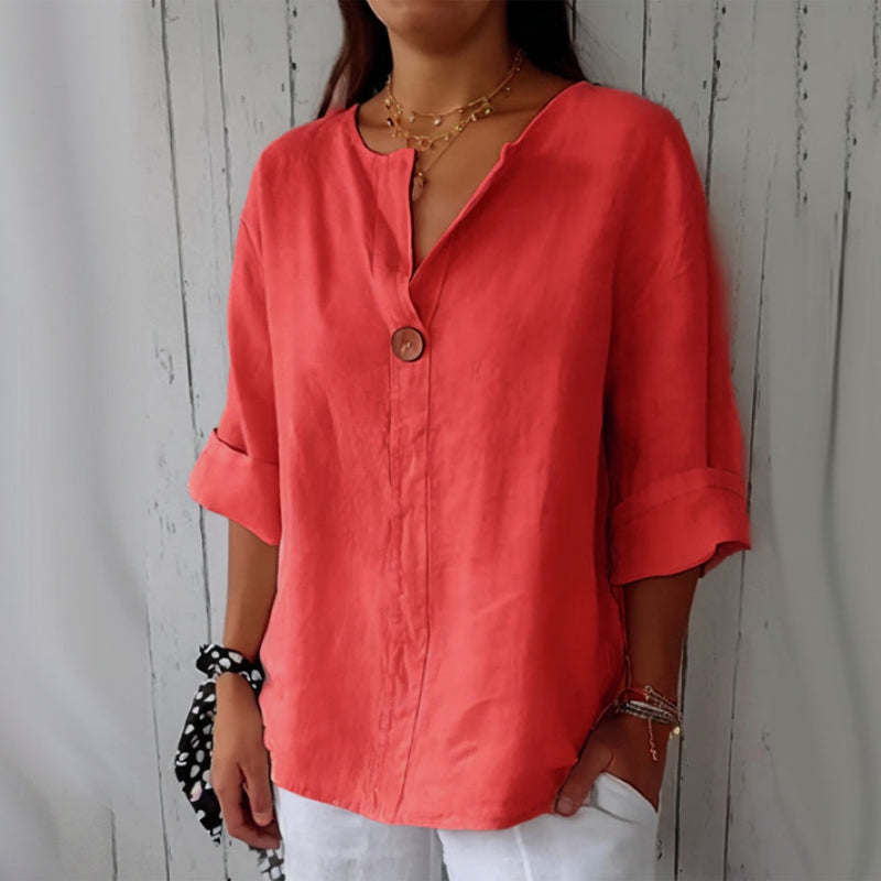 Linen Blouse for Women | Valentina Red