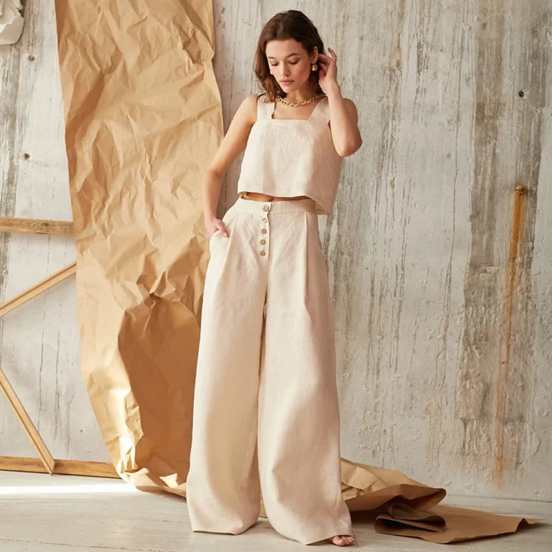 Linen Wide Leg Pants for Women | Emily