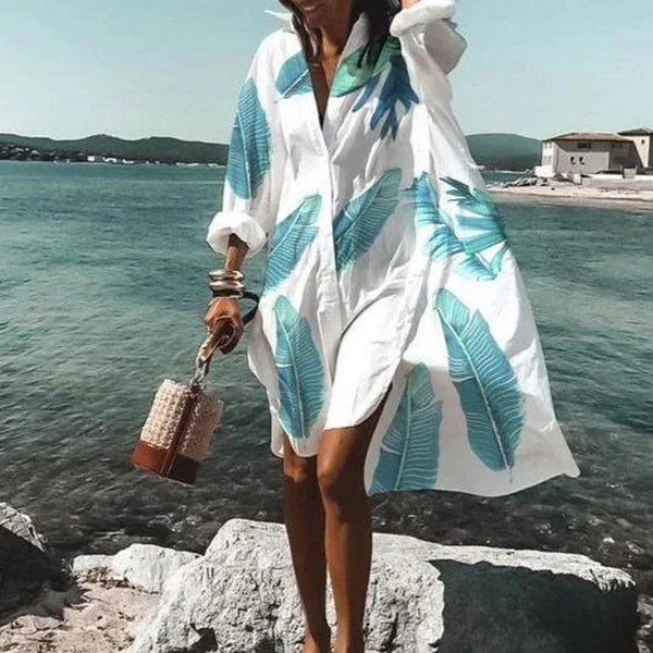 Long Sleeve Beach Cover-Up for Women | Camille White - Feather